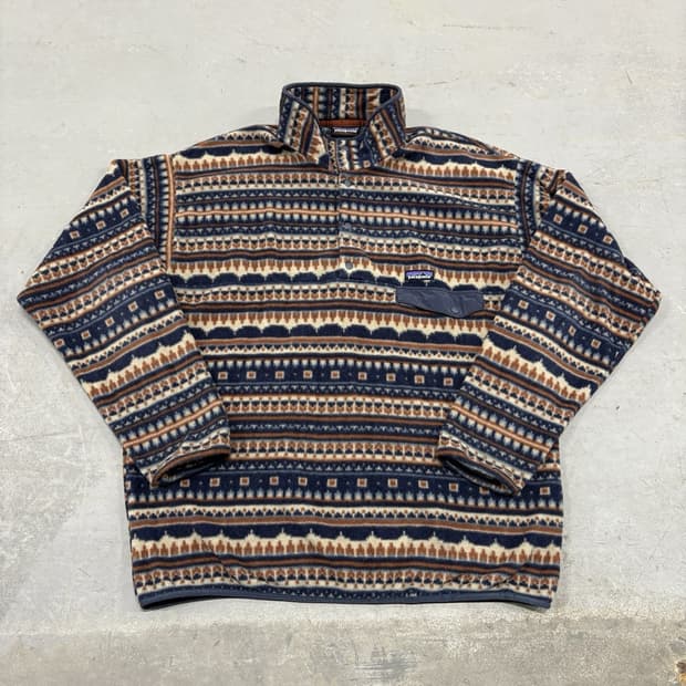 10s 파타고니아 신칠라 스냅-T 페어아일 네이비/브라운 니카라과