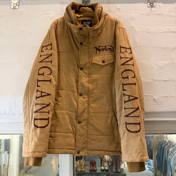 Norton 노턴 로고 자수 카모플라쥬 패딩 자켓 베이지 L
