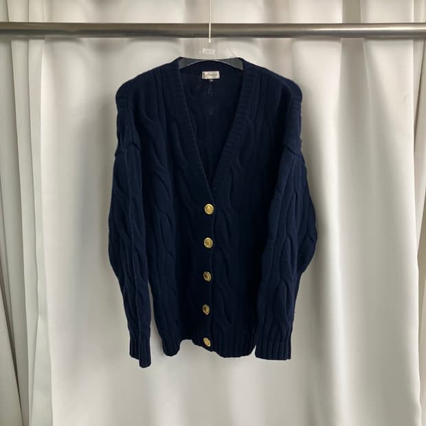 버버리 네이비 케이블 니트 가디건 M