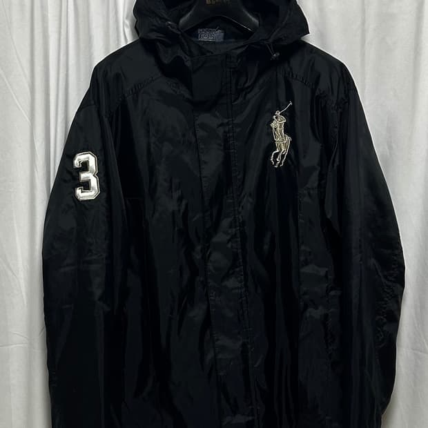 no.192 폴로 랄프로렌 블랙 빅포니후드 바람막이 점퍼 xl