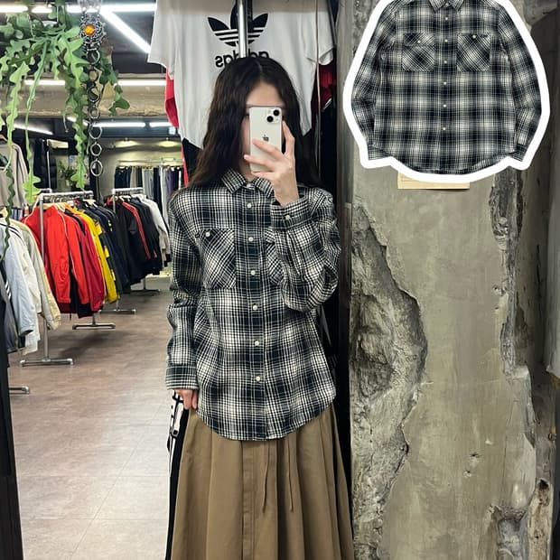 폴로 랄프로렌 체크 셔츠 블랙 L #csz1862