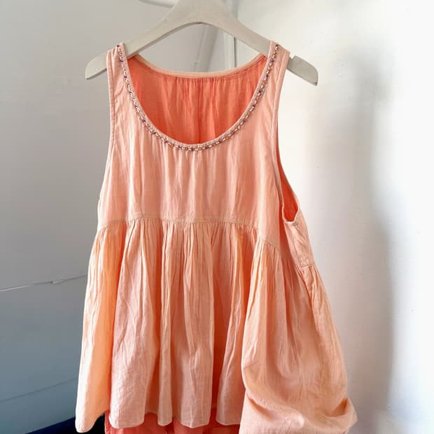 Natural cotton layer design sleeveless t