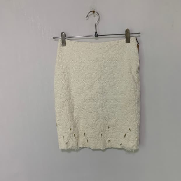 한섬 타임 빈티지 여성 h라인 미니스커트 아이보리 24인치