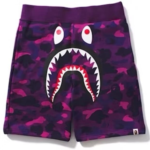 베이프 샤크 숏팬츠 퍼플 보라 새상품