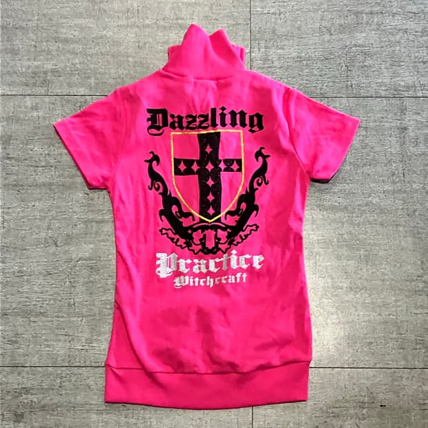 일본빈티지 Dismie 핀터깔y2k 보헤미안펑크 대장 반팔집업