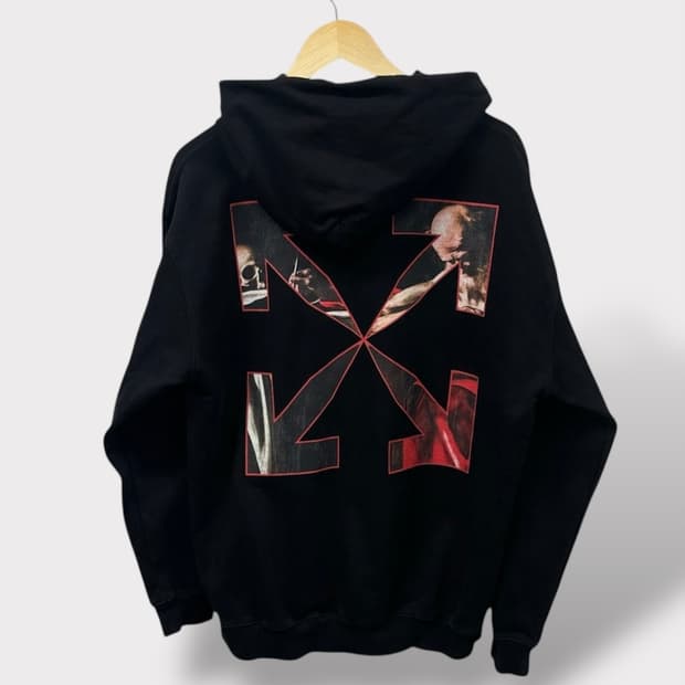 오프화이트 카라바조 코튼 후드 스웻셔츠 M-L