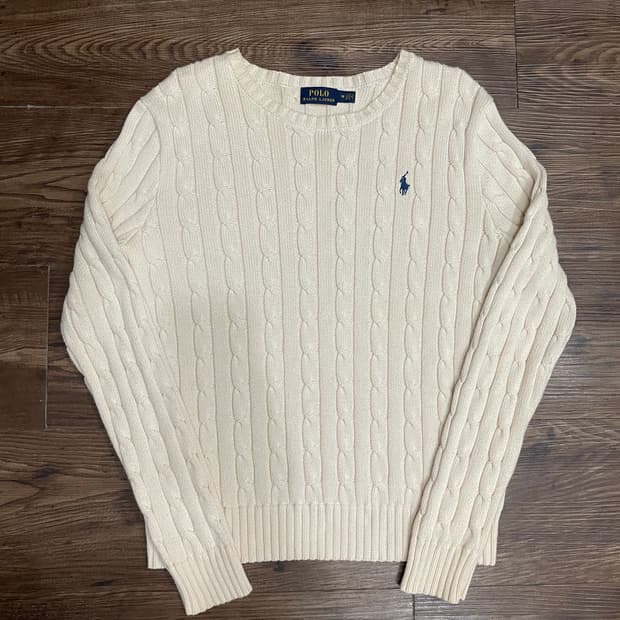 폴로 랄프로렌 케이블 니트 코튼 스웨터 아이보리