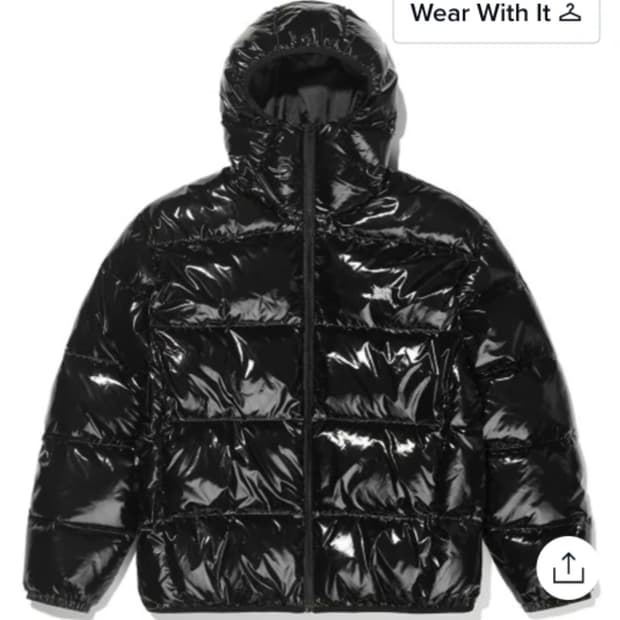 무신사 유광 오리털 패딩(브라운브레스 XL 숏패딩)