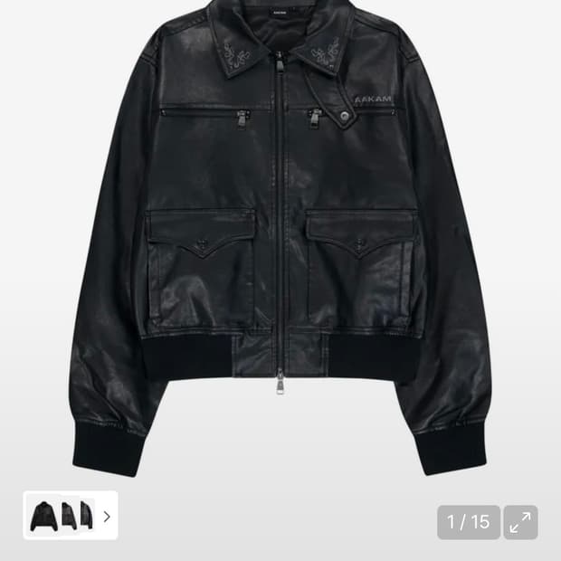 아캄 Western Collar Leather Jacket (Black)