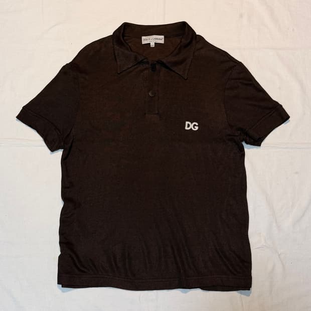 00s 돌체앤가바나 아카이브 DG 반팔 카라티 브라운