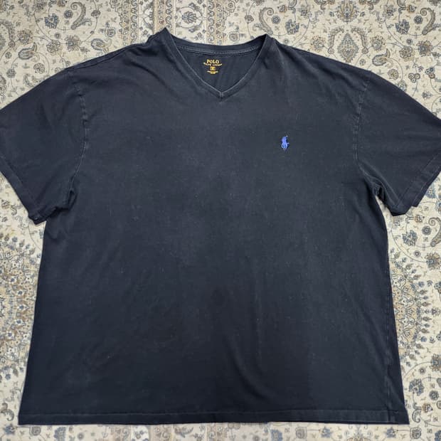 폴로 랄프로렌 블랙 V넥 반팔 티셔츠 2XL