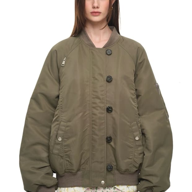 FLORAL TRIMMING BOMBER JACKET