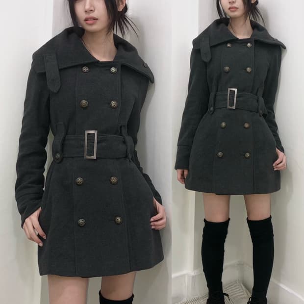 EGOIST charcoal belted coat