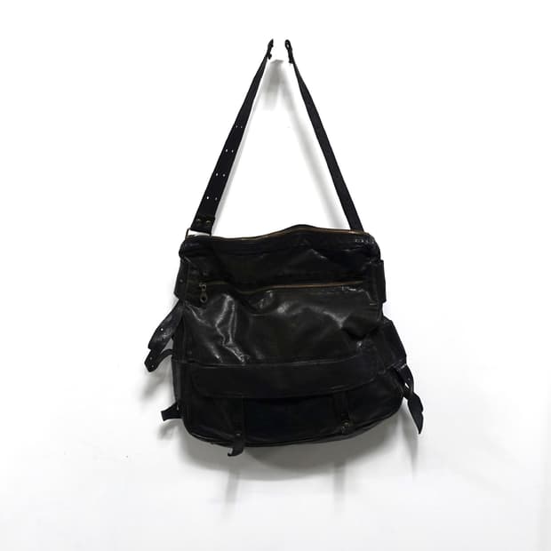 JAS MB 아티잔 잉글랜드 핸드메이드 더블벨트 레더 숄더백