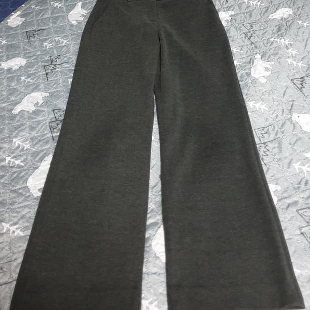 SIYAZU 이중직원단 롱 와이드 슬랙스 차콜 (L)