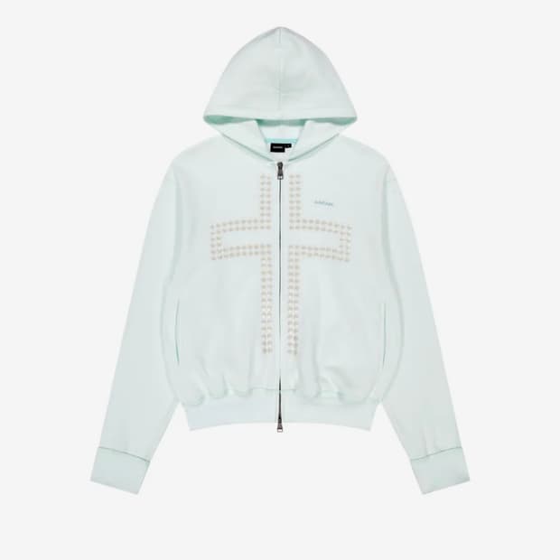 아캄 Cross Rhinestone Zip-Up Hoodie 