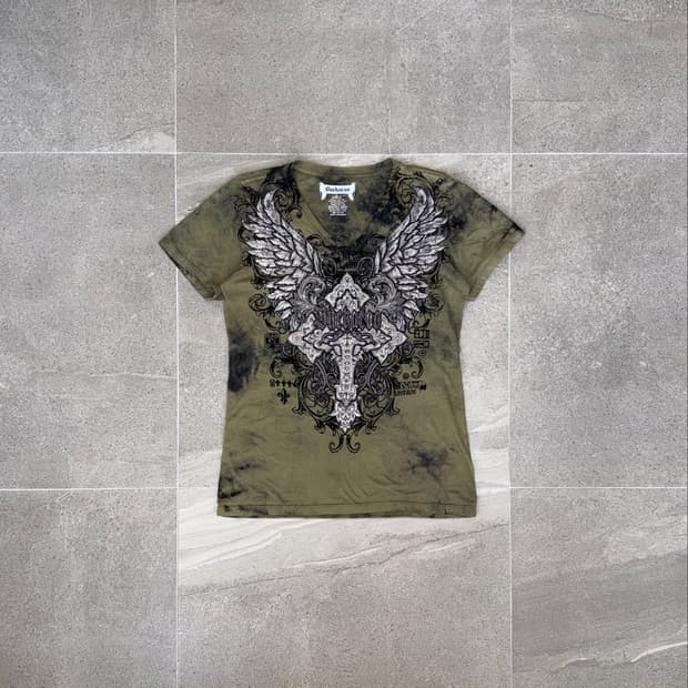 Buckaroo khaki tie dye oriental punk 반팔티