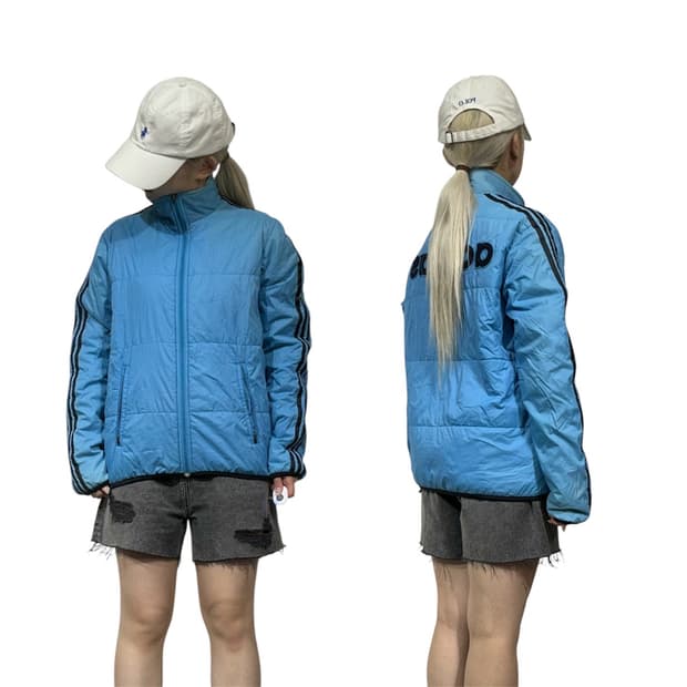 아디다스 스카이 블루 블랙 삼선 트랙 자켓 S