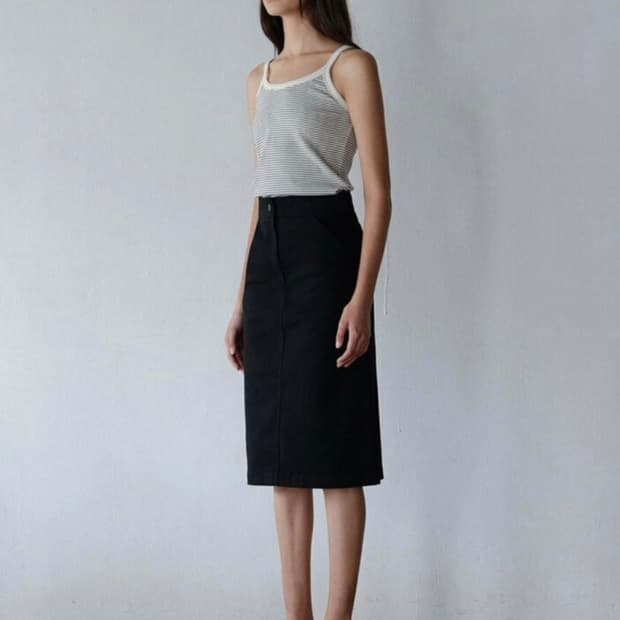 낫띵리튼 스트라이프 슬리브리스 아이보리