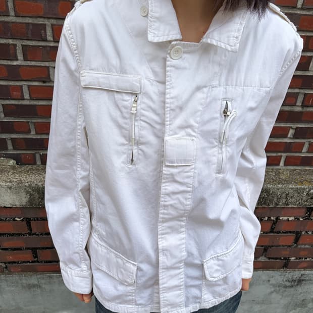 PURE MARU 화이트 밀리터리 필드 자켓 L