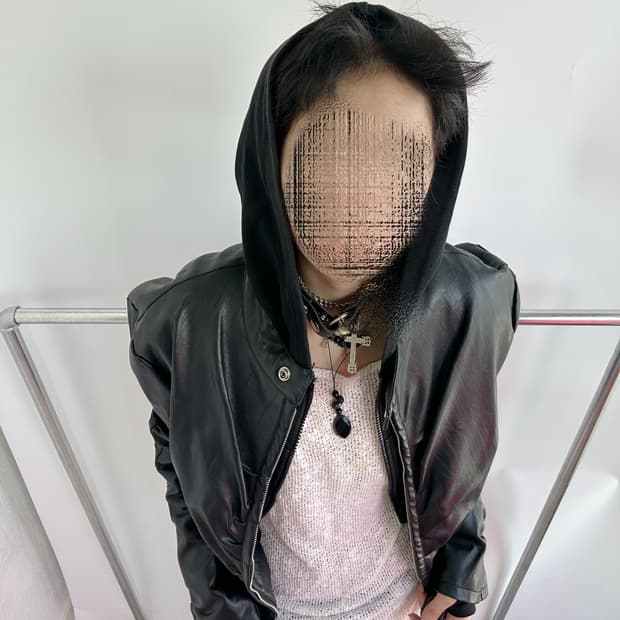 NACHE shirring leather jacket