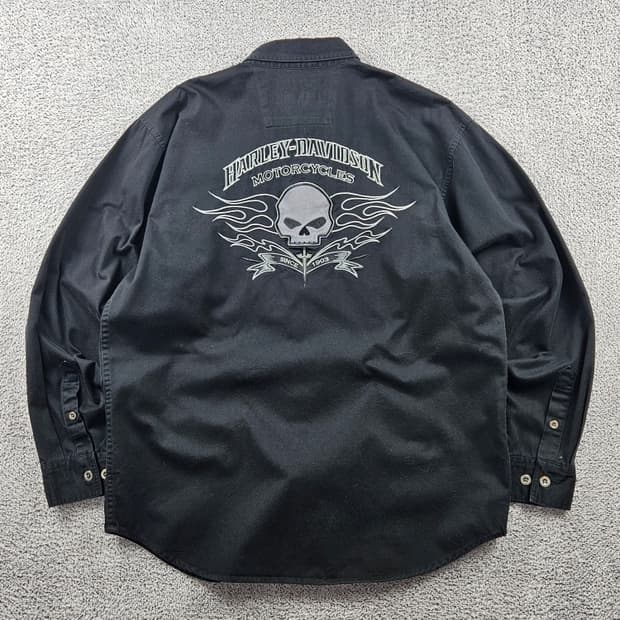 할리데이비슨 모터사이클 포켓 스컬 바이커 셔츠 ( L ) / 9362