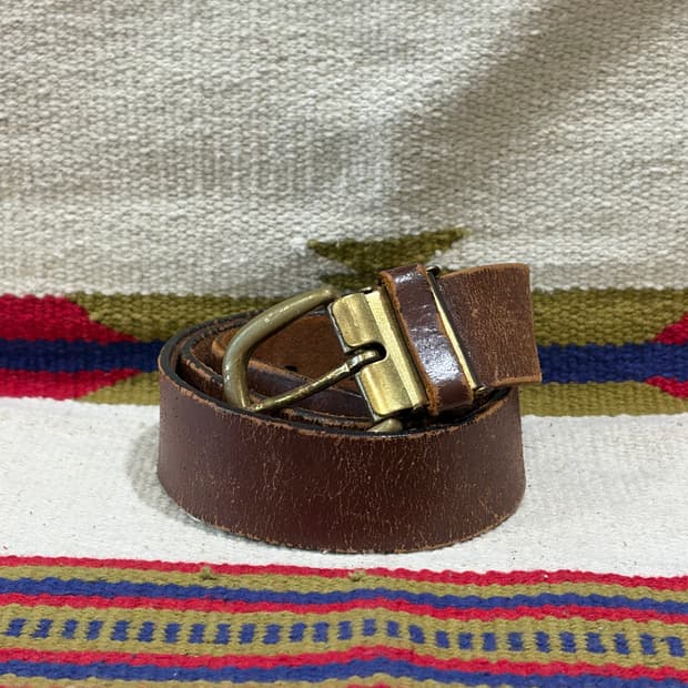Brown brass single pin belt / 브라운 가죽 벨트