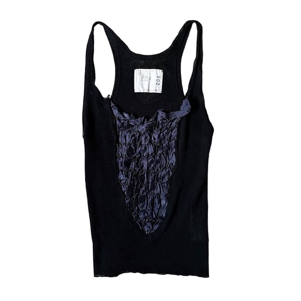 SACAI linen-knit smocked sleeveless