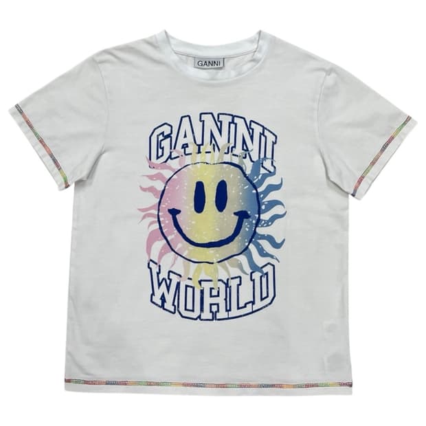 GANNI 가니 월드 스마일 반팔티 화이트 S