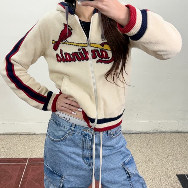 MLB 니트 후드 점퍼