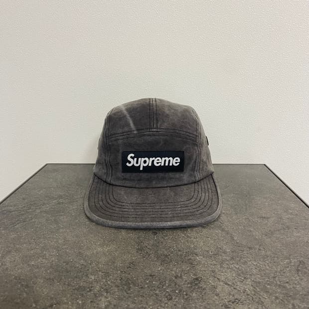 (OS) 슈프림 박스로고 캠프캡 모자 스톤 워시드 블랙