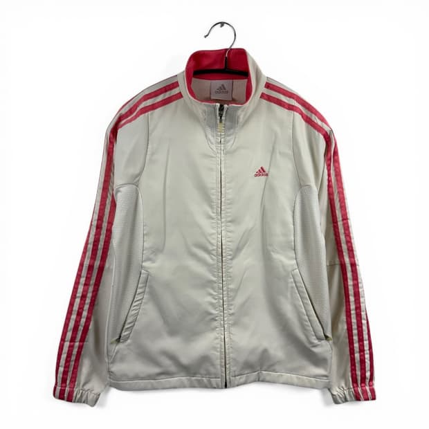 (85) 아디다스 우먼스 삼선 우븐 자켓 아이보리/핑크
