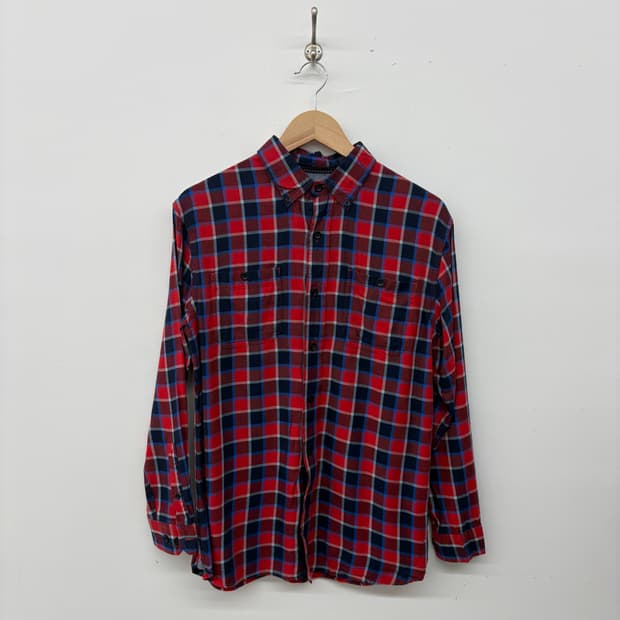 엘엘빈 레드/네이비 체크 남방 셔츠 남/M