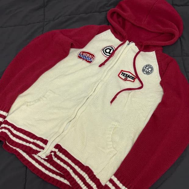 jp빈티지  니트 코위찬 후드 집업 미디움