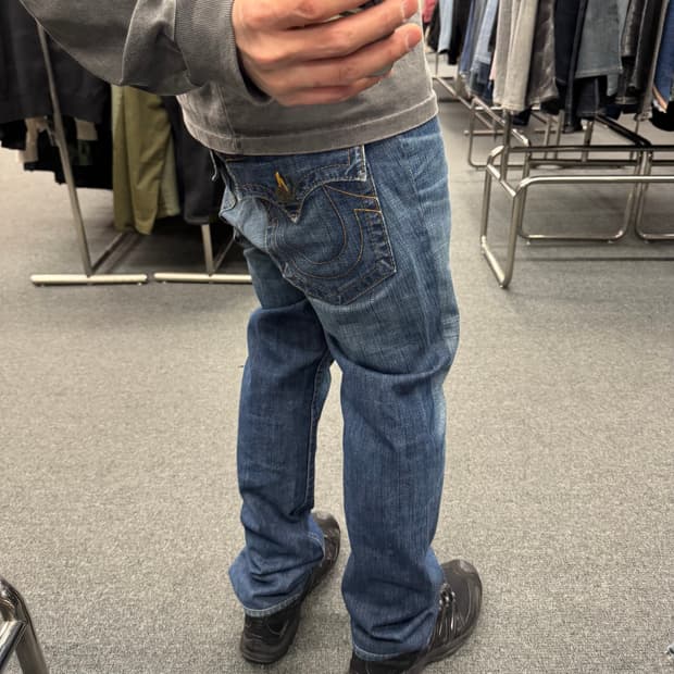 32)트루릴리전 빈티지 y2k 워싱 데님 팬츠