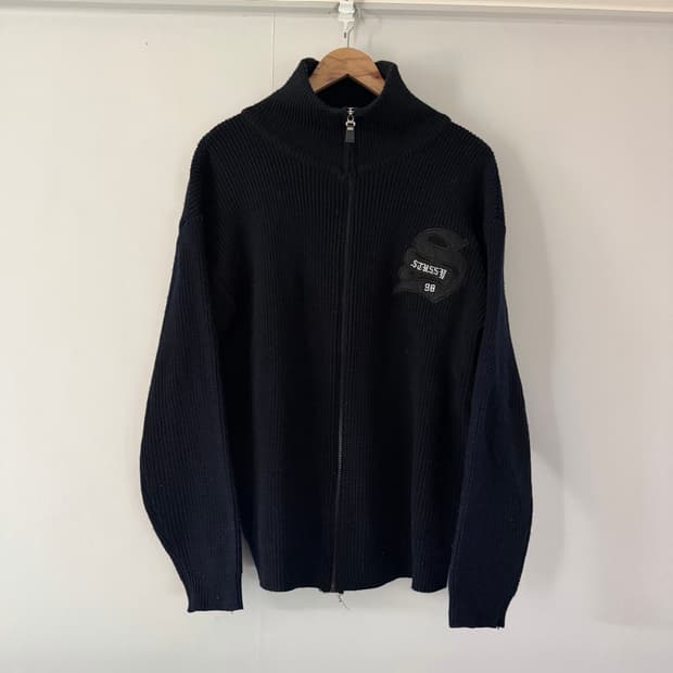 90s stussy Big4 knit zip up
