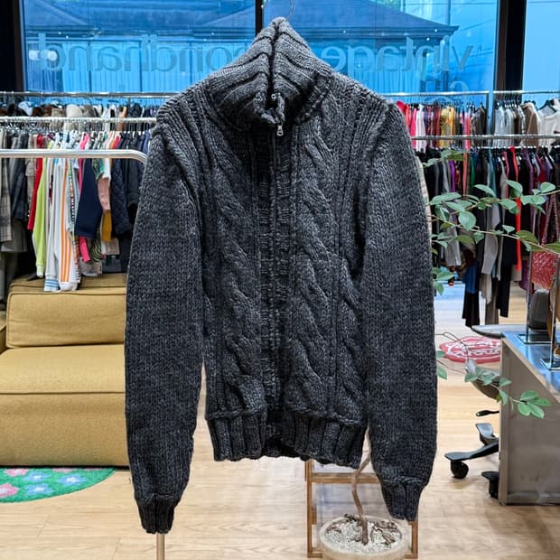 돌체앤가바나 차콜 알파카울 집업 니트 