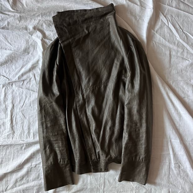 Asymmetrical High-Neck Coated Jacket