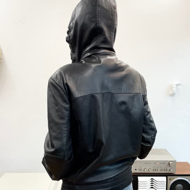 [M] DKNY 레더 후드 자켓