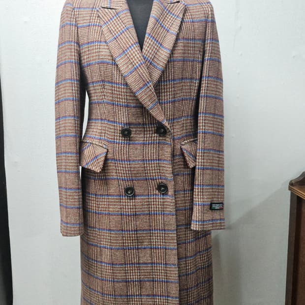 SOOS  체크 더블 롱 코트  55