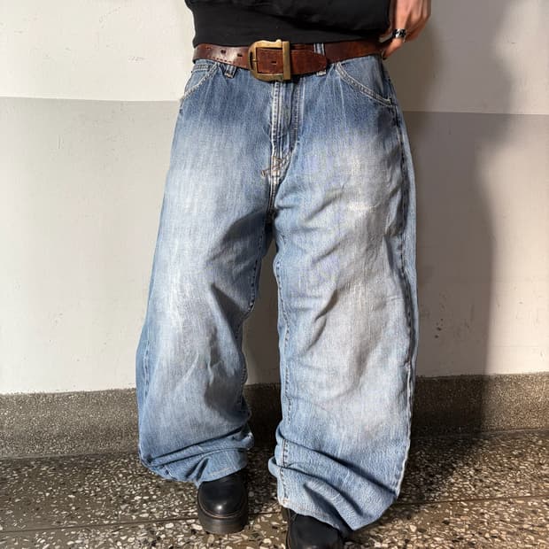 90s 올드스쿨 션존자수 데님 팬츠