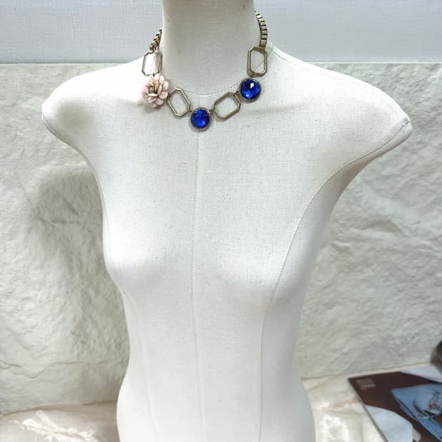 빈티지 플라워 기하 오리엔탈 박스체인 목걸이