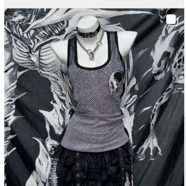 펑크 고딕 고스 갸루 나시 해골 스컬 스팽클 나나깔 나나 y2k 00s