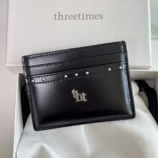 쓰리타임즈 클래식 스터드 카드 지갑 블랙 풀박