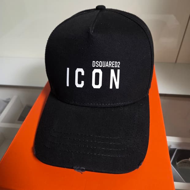 디스퀘어드 ICON 로고 프린티드 볼캡 블랙