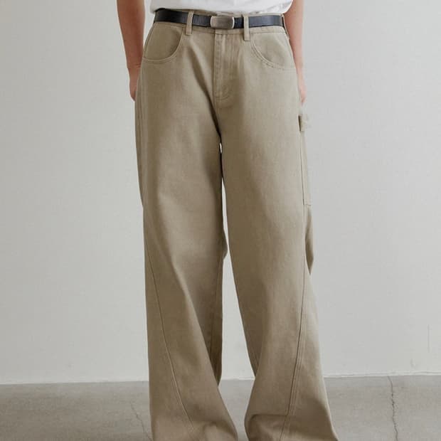 하네 - 커브드 킹크 카펜터 코튼 팬츠