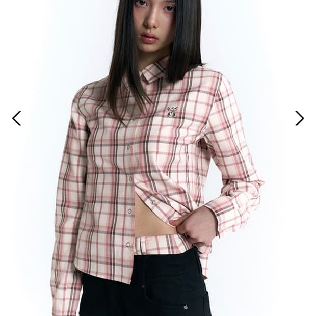 키르시 체크 레이어드 부츠컷 스판 팬츠 블랙