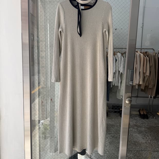 Yori Tie Detail Ribbed Long Dress