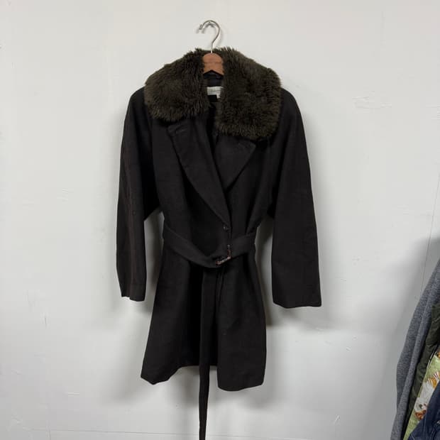 90s 캘빈클라인 퍼 트리밍 더블 코트 아카이브