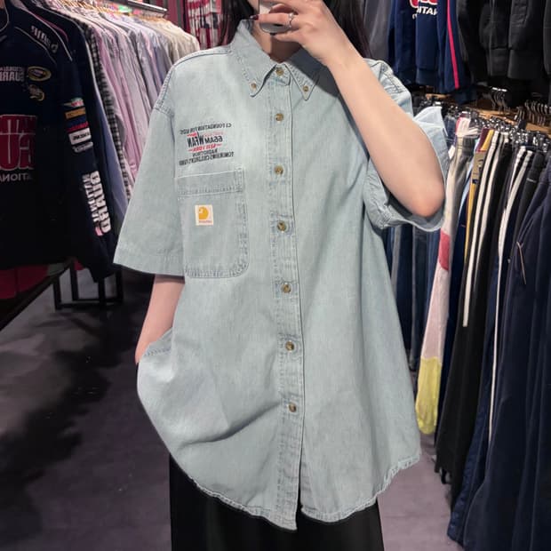 [IM] Carhartt 칼하트 데님 반팔 셔츠 연청